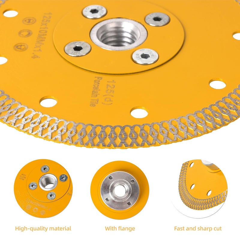 OSCEH 5" Diamond Blade Porcelain Tile Saw Blade with 5/8"-11 Flange for Granite Marble Tile Cutting - Image 4